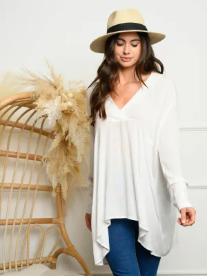 WOMEN'S LONG SLEEVE COLLARED TUNIC TOP
