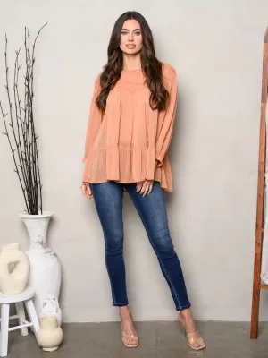 WOMEN'S LONG SLEEVE SHIMMER TUNIC TOP