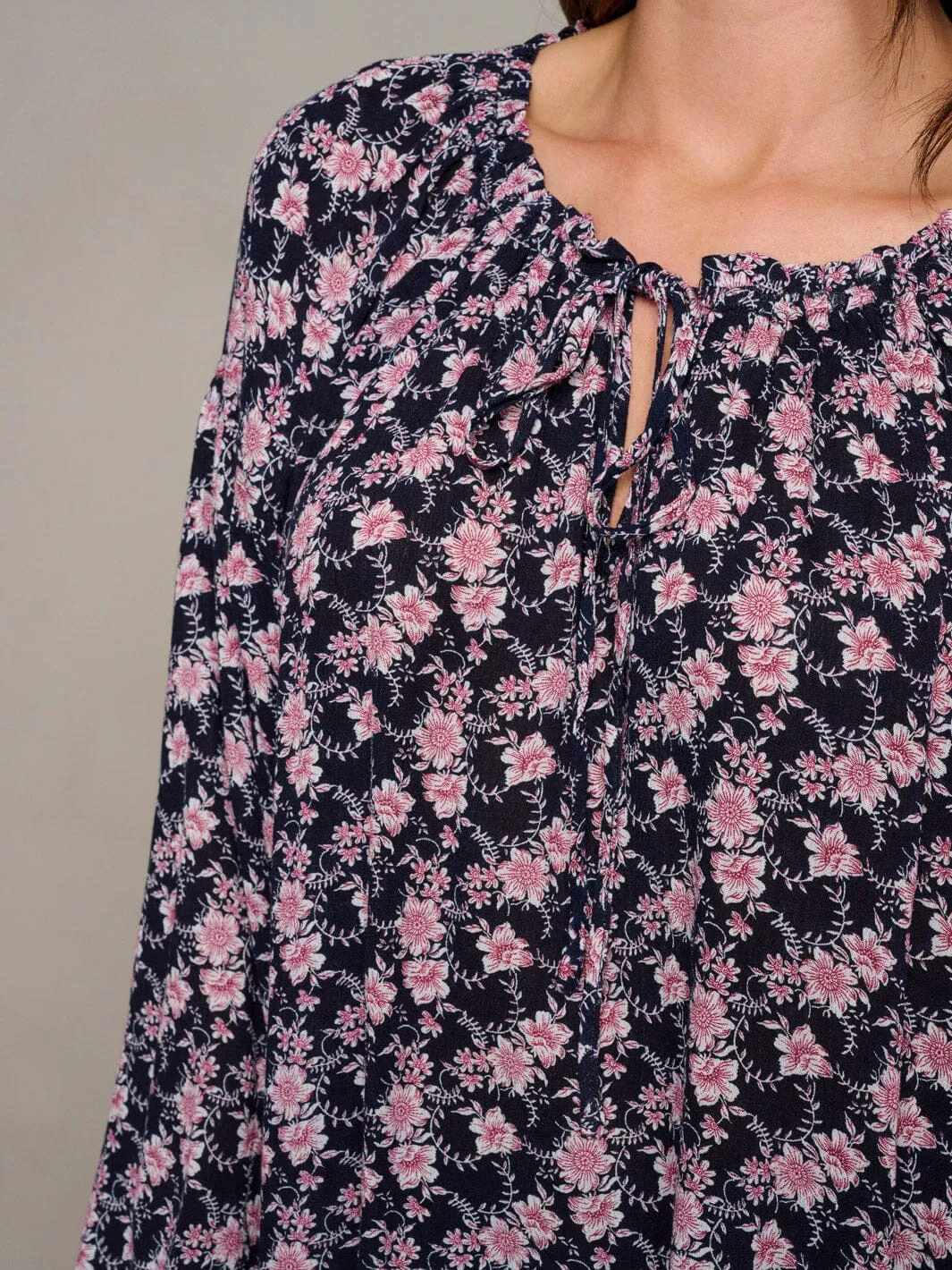 WOMEN'S LONG SLEEVE TUNIC FLORAL BLOUSE TOP