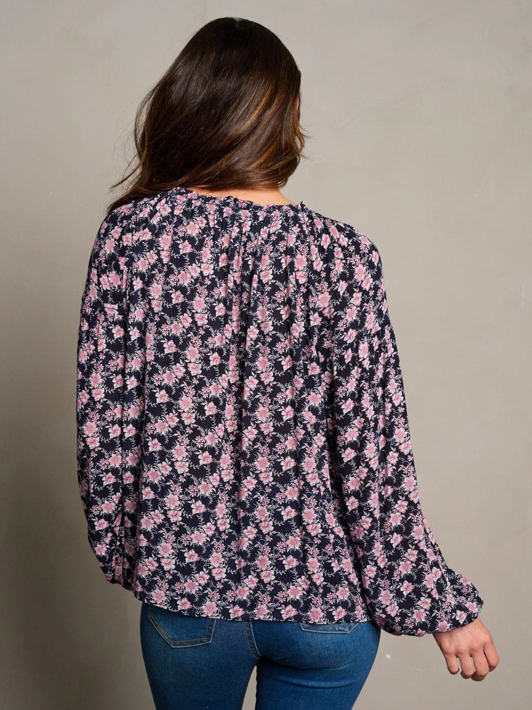 WOMEN'S LONG SLEEVE TUNIC FLORAL BLOUSE TOP