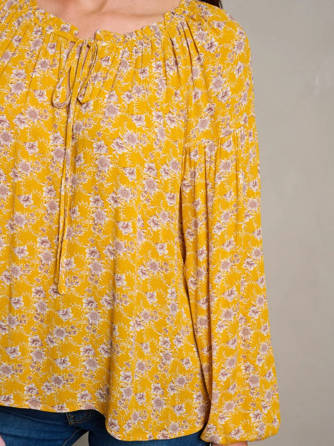 WOMEN'S LONG SLEEVE TUNIC FLORAL BLOUSE TOP
