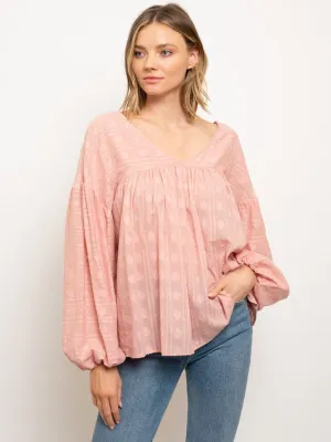 WOMEN'S LONG SLEEVE V-NECK TUNIC TOP