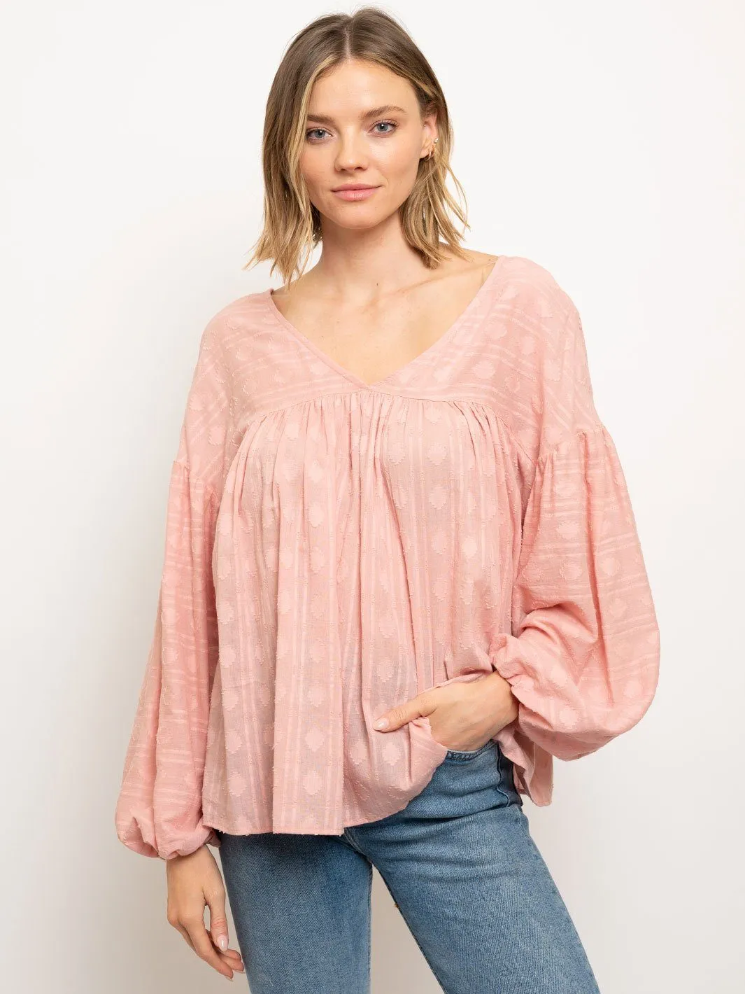 WOMEN'S LONG SLEEVE V-NECK TUNIC TOP