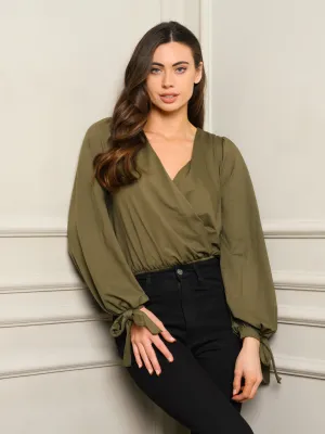 WOMEN'S LONG SLEEVE WRAP BODYSUIT