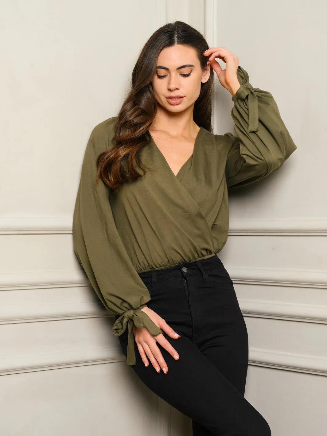 WOMEN'S LONG SLEEVE WRAP BODYSUIT