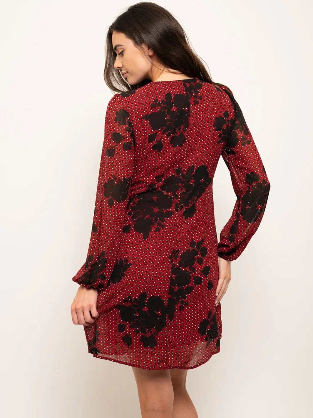 WOMEN'S LONG SLEEVE WRAP MINI DRESS