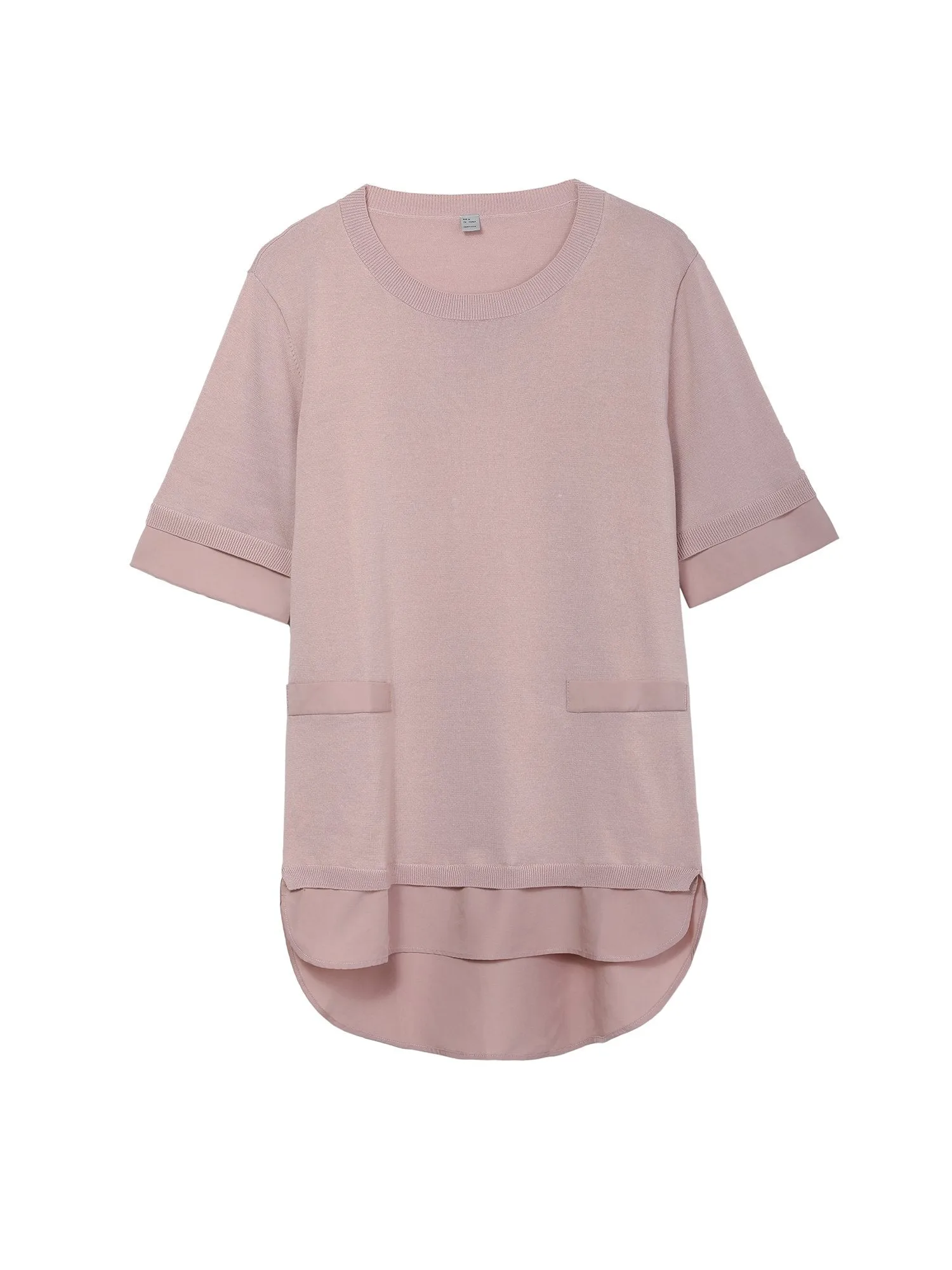 Women's Short Sleeve Round Neck Patchwork Tunic Tops Blouse