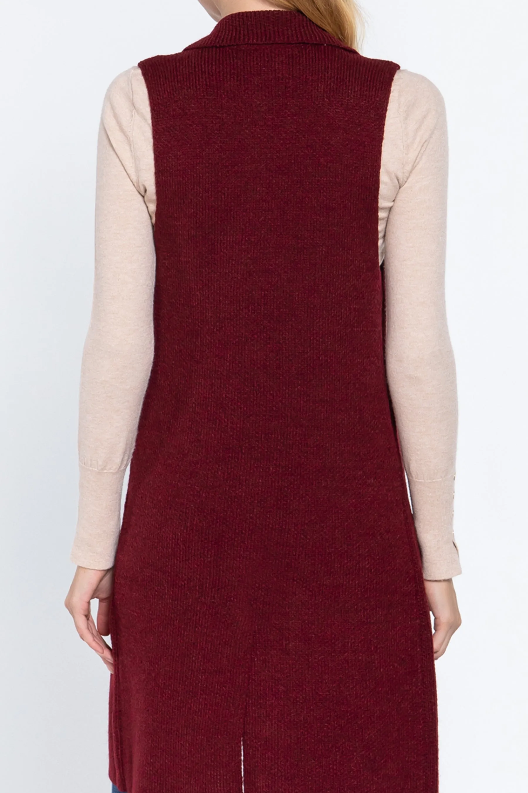 Women's Sleeveless Long Sweater Vest Open Front Knit Cardigan
