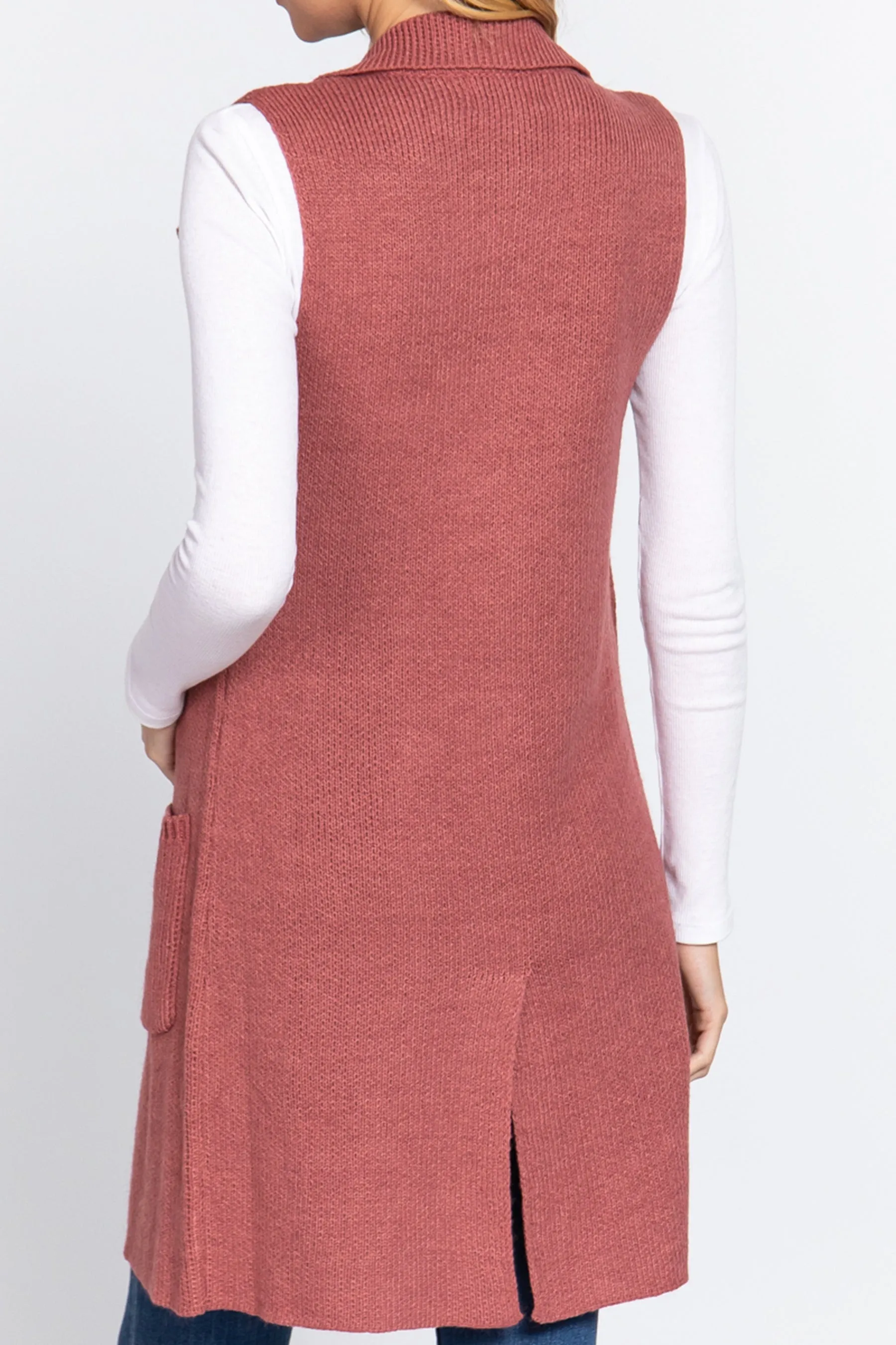 Women's Sleeveless Long Sweater Vest Open Front Knit Cardigan