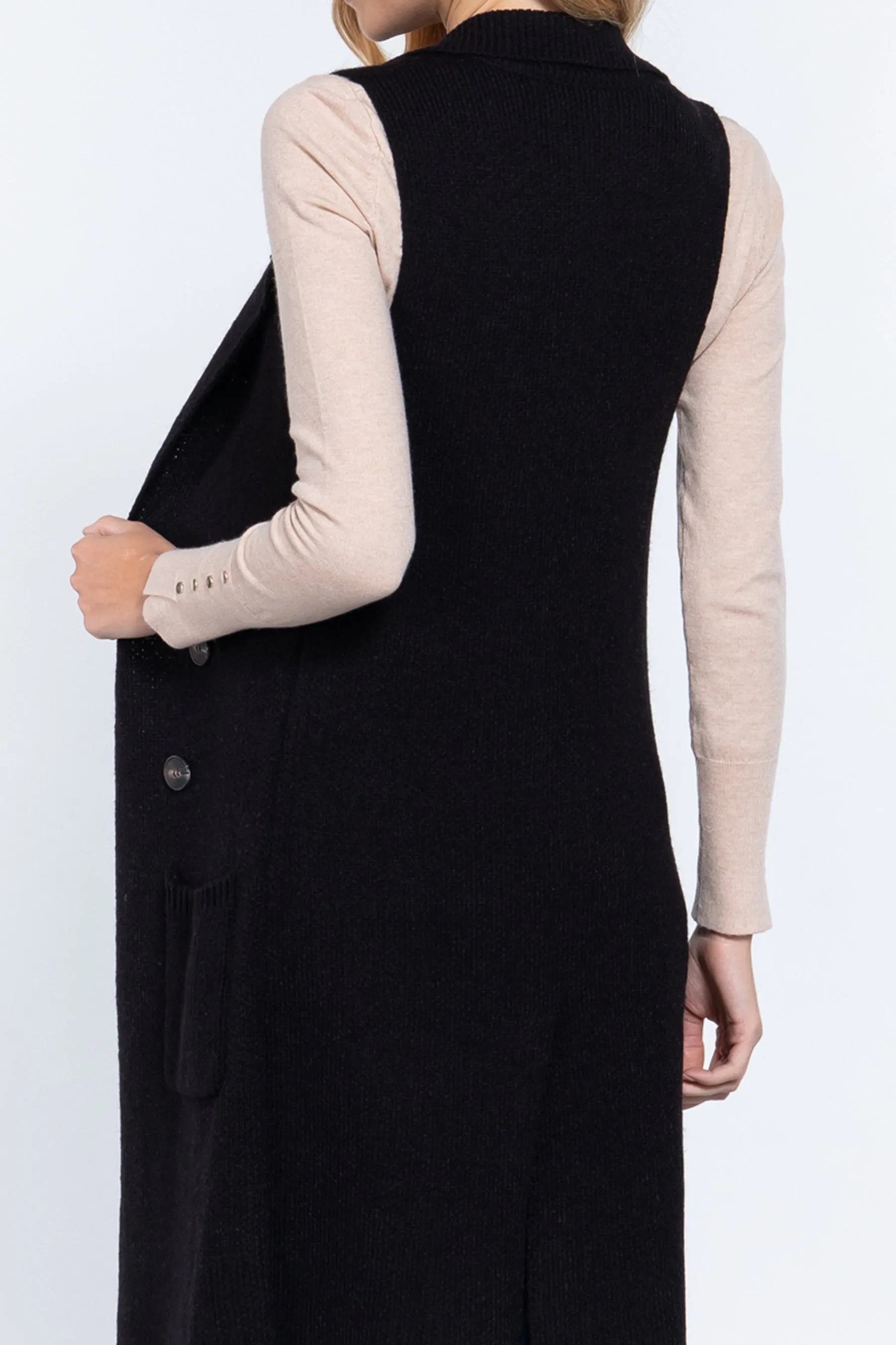 Women's Sleeveless Long Sweater Vest Open Front Knit Cardigan
