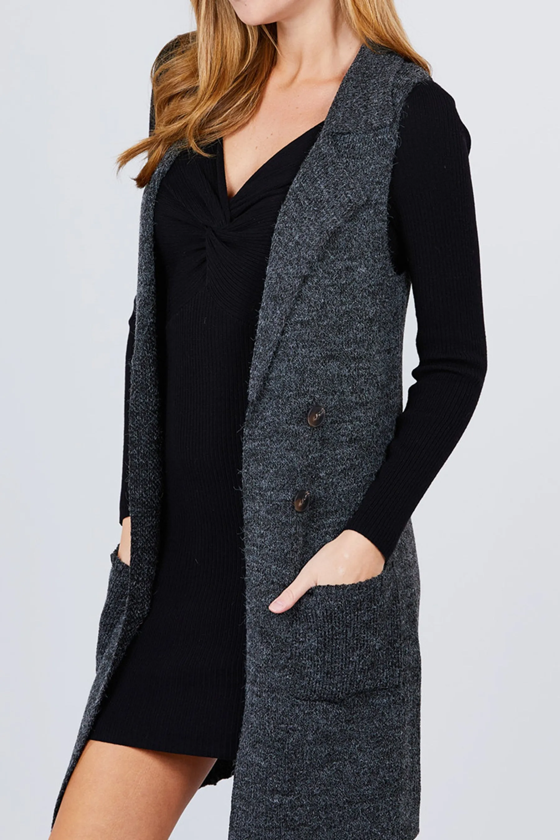 Women's Sleeveless Long Sweater Vest Open Front Knit Cardigan