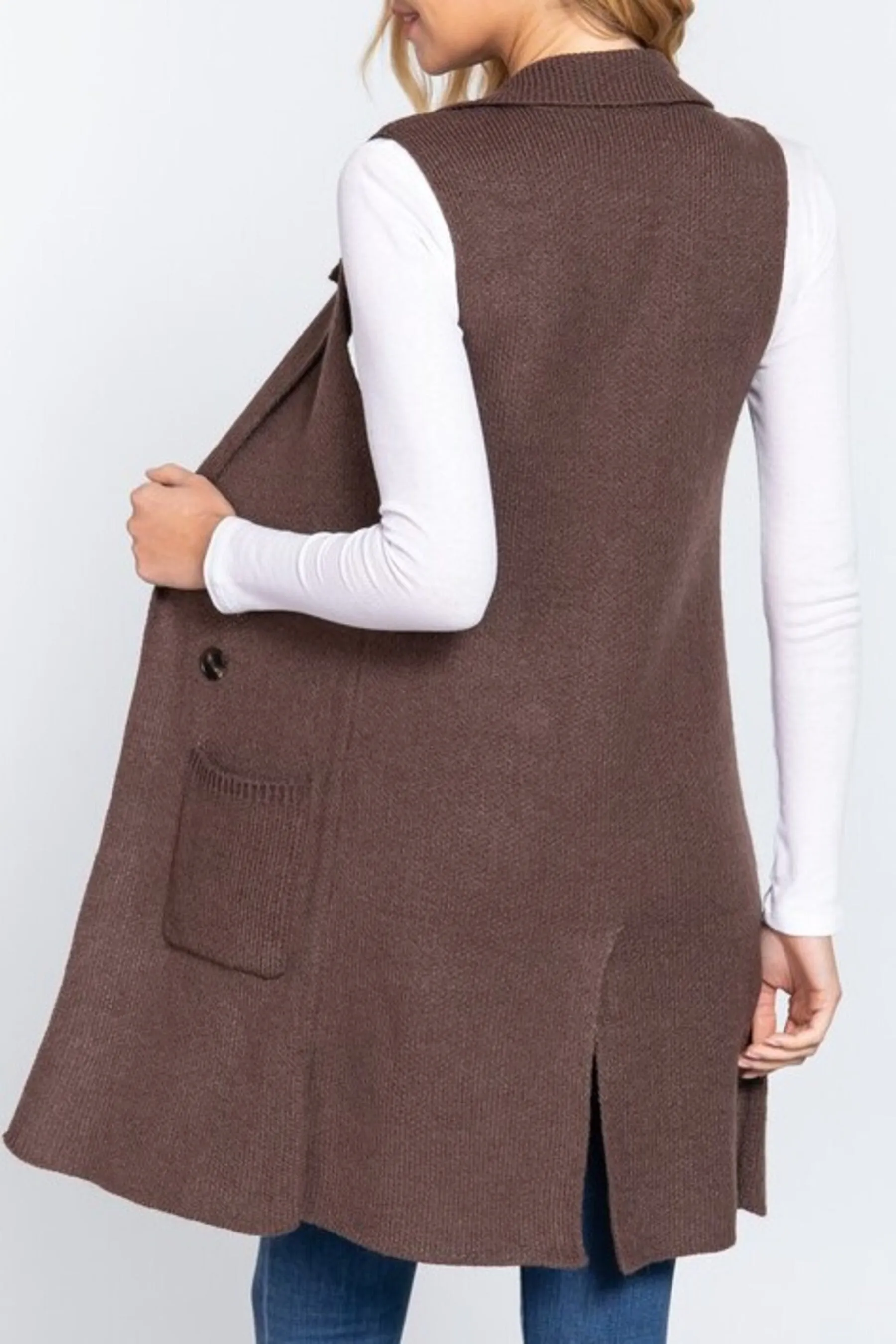 Women's Sleeveless Long Sweater Vest Open Front Knit Cardigan