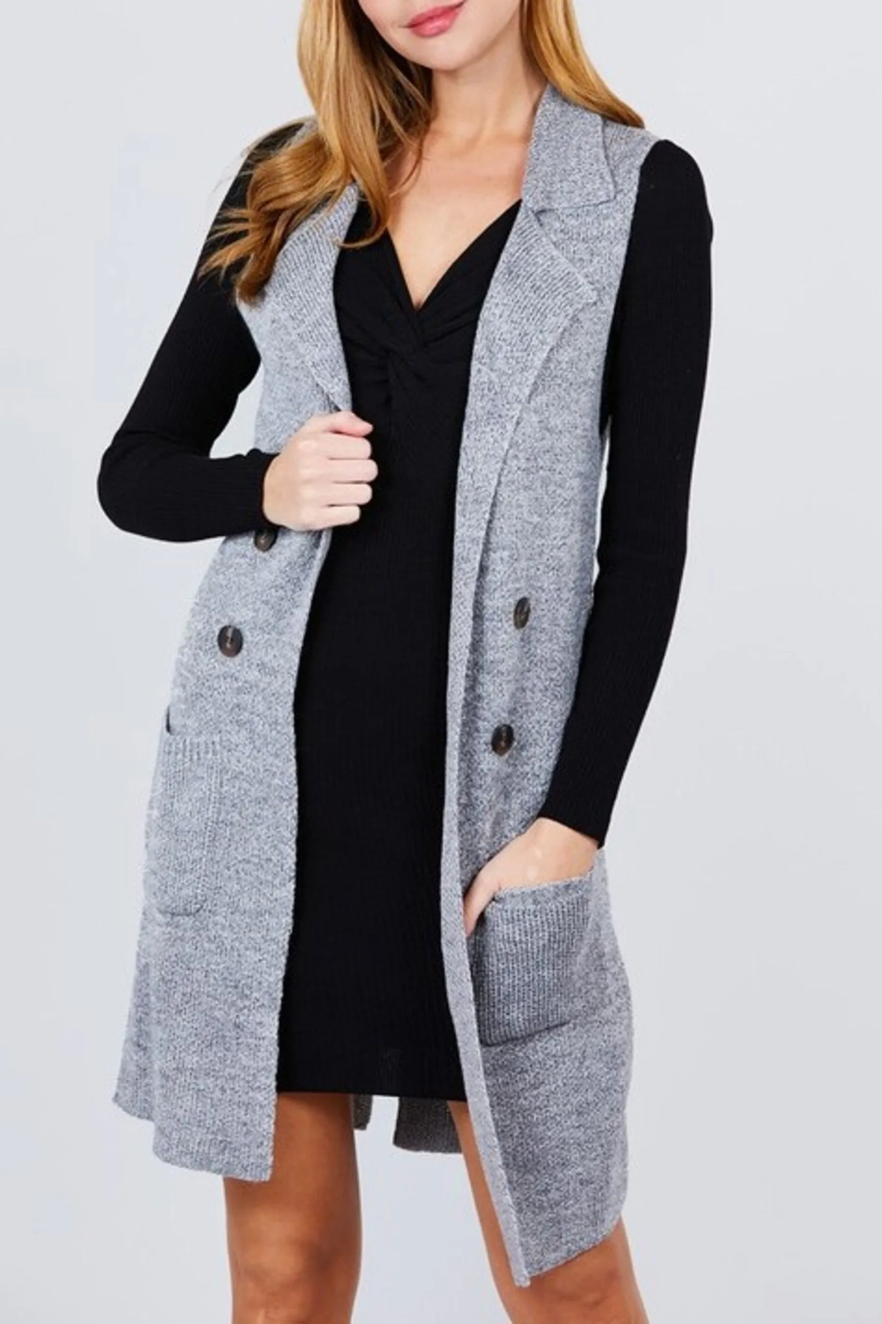Women's Sleeveless Long Sweater Vest Open Front Knit Cardigan