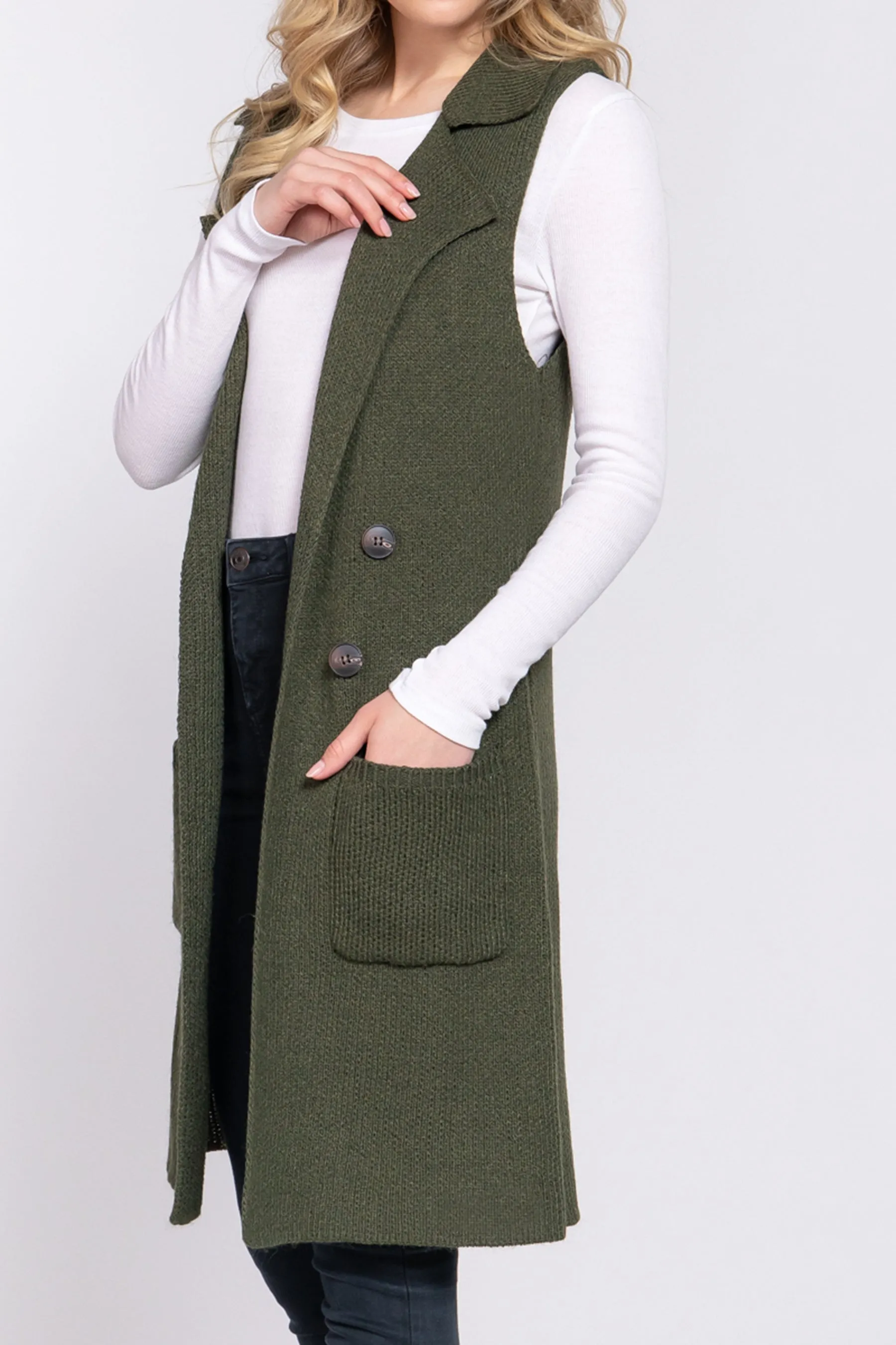 Women's Sleeveless Long Sweater Vest Open Front Knit Cardigan