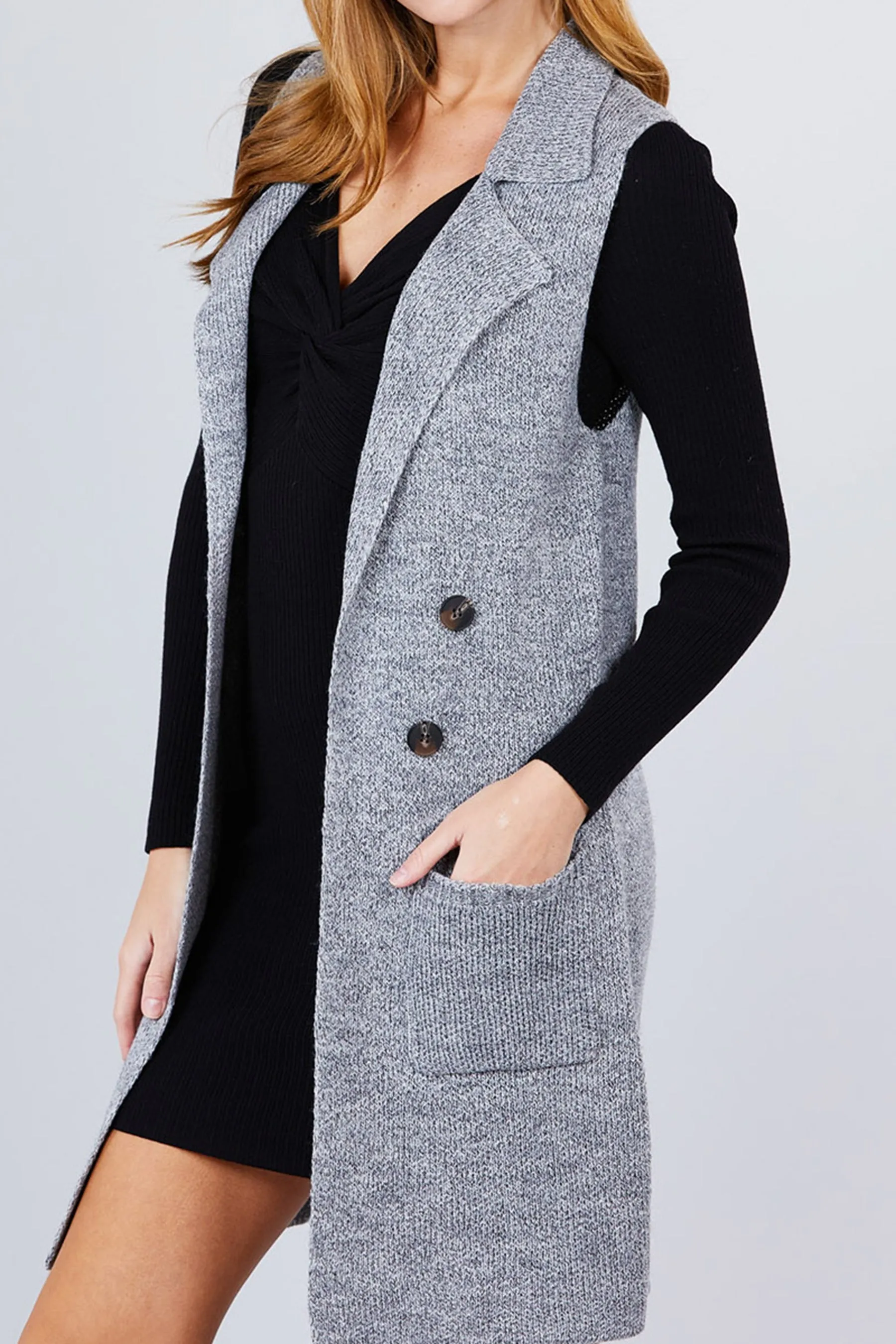 Women's Sleeveless Long Sweater Vest Open Front Knit Cardigan