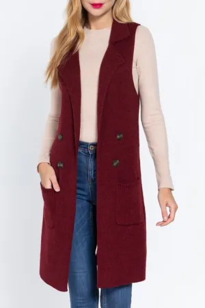 Women's Sleeveless Long Sweater Vest Open Front Knit Cardigan