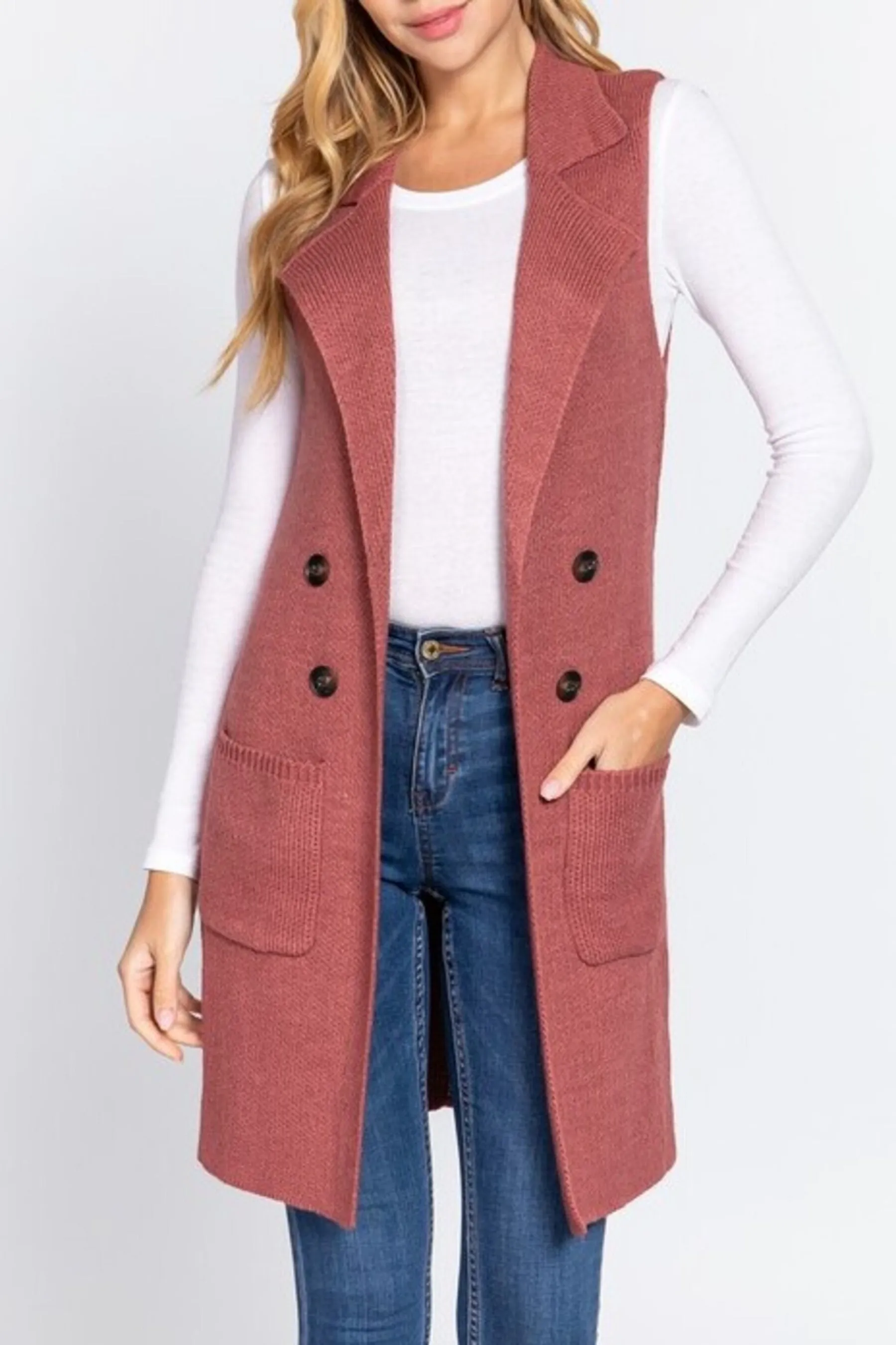 Women's Sleeveless Long Sweater Vest Open Front Knit Cardigan