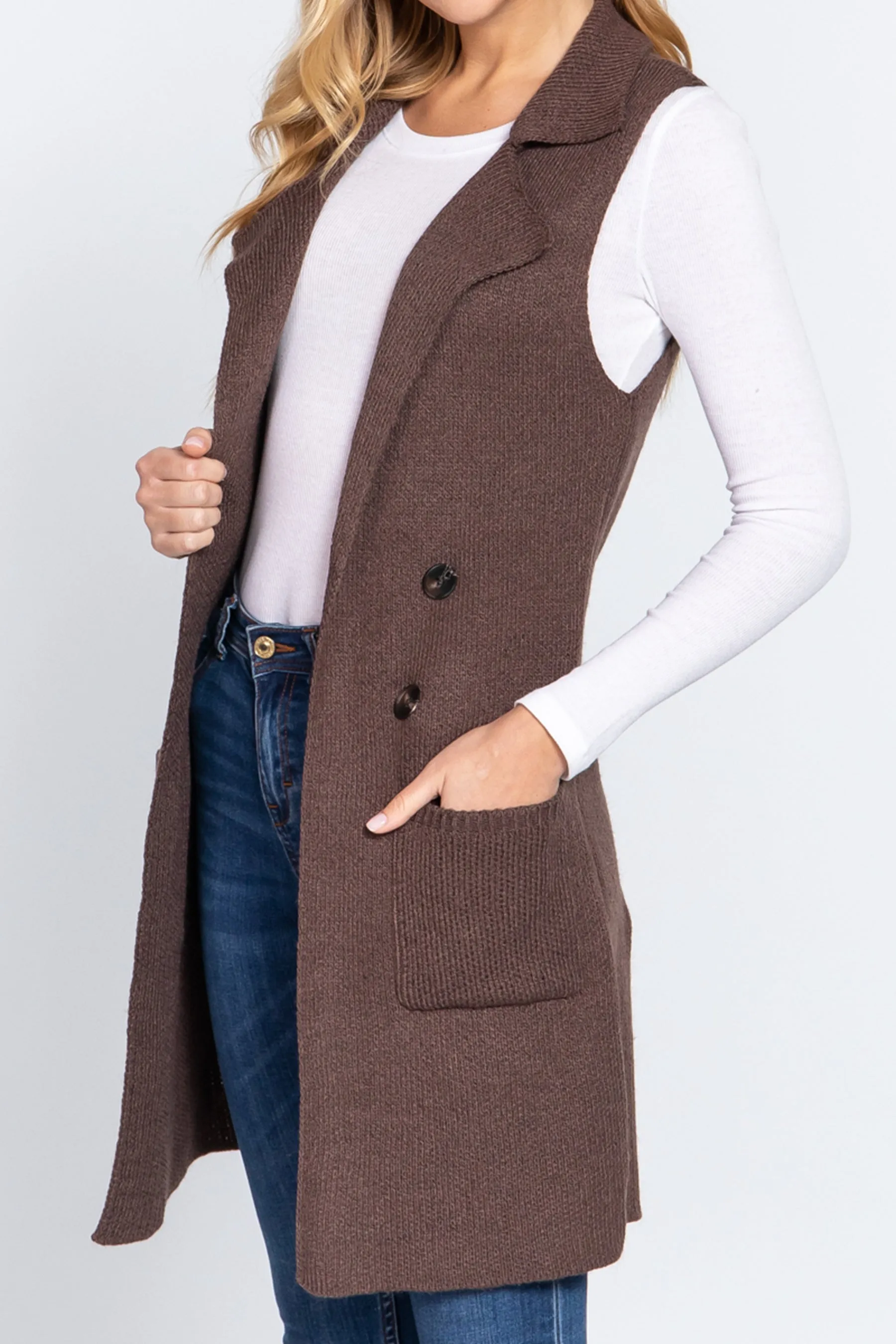 Women's Sleeveless Long Sweater Vest Open Front Knit Cardigan
