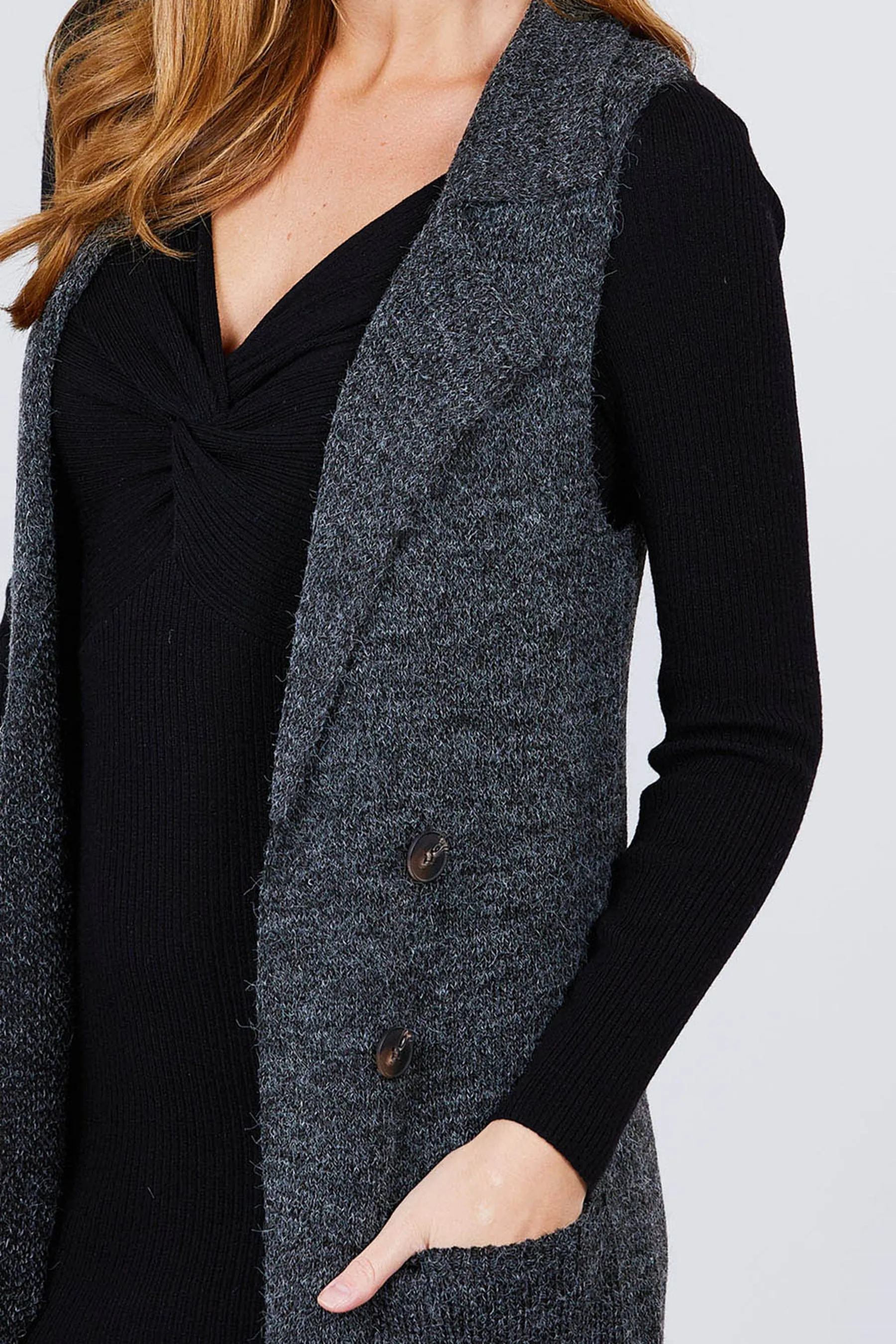 Women's Sleeveless Long Sweater Vest Open Front Knit Cardigan