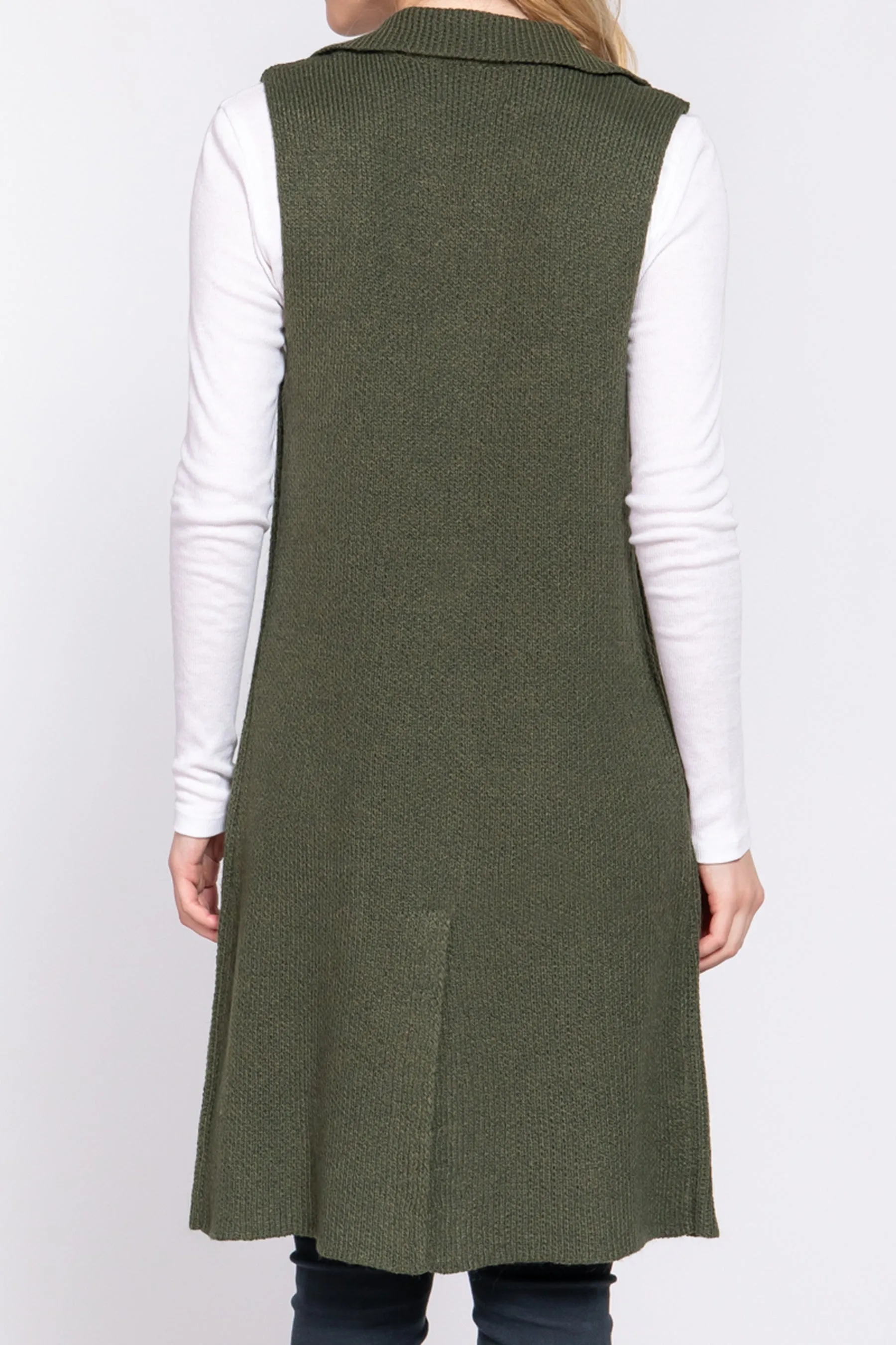 Women's Sleeveless Long Sweater Vest Open Front Knit Cardigan
