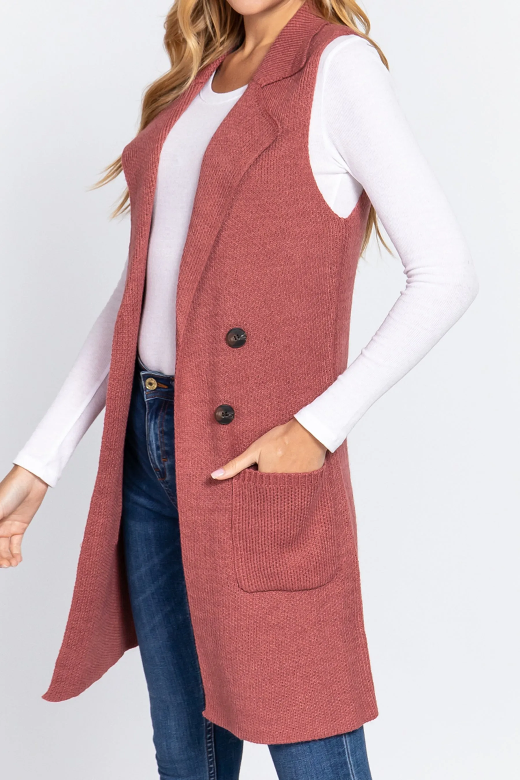 Women's Sleeveless Long Sweater Vest Open Front Knit Cardigan