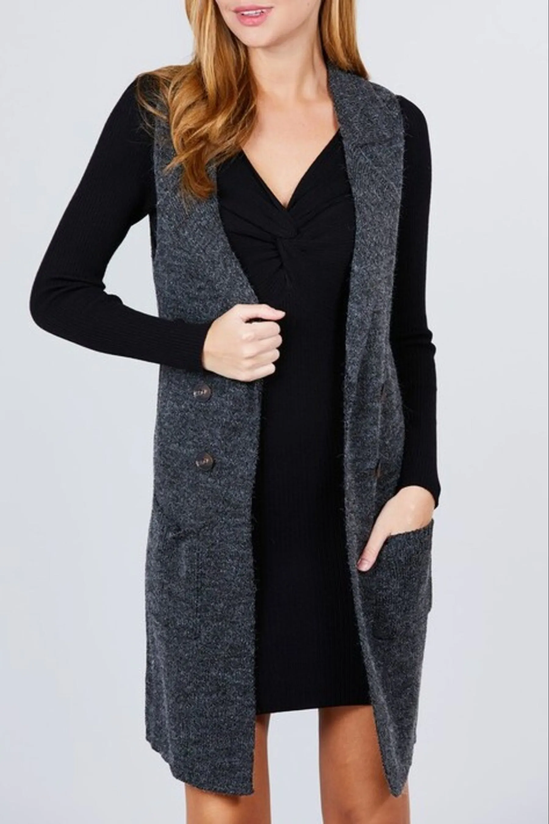 Women's Sleeveless Long Sweater Vest Open Front Knit Cardigan