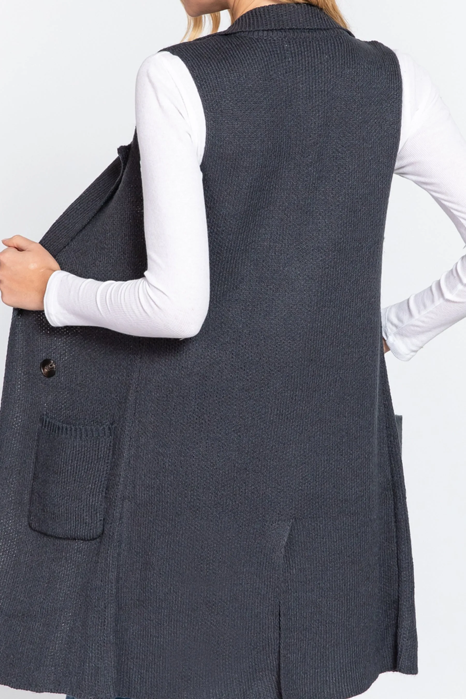Women's Sleeveless Long Sweater Vest Open Front Knit Cardigan
