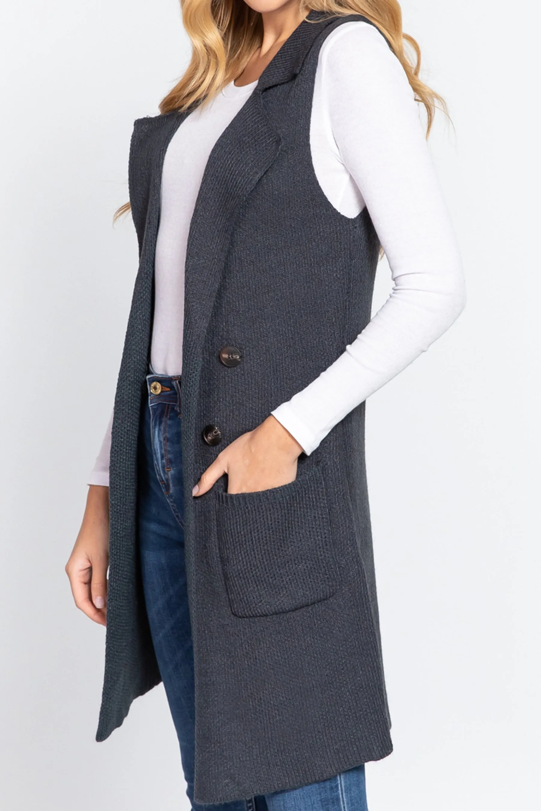 Women's Sleeveless Long Sweater Vest Open Front Knit Cardigan