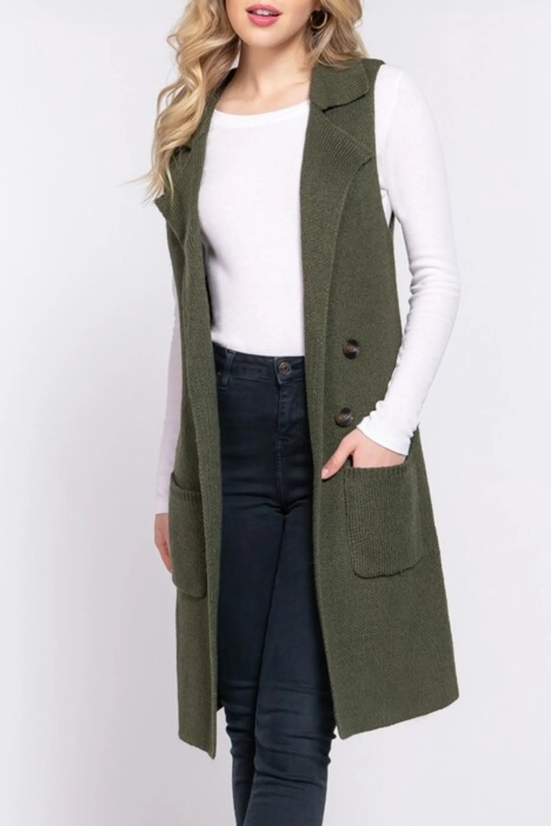 Women's Sleeveless Long Sweater Vest Open Front Knit Cardigan