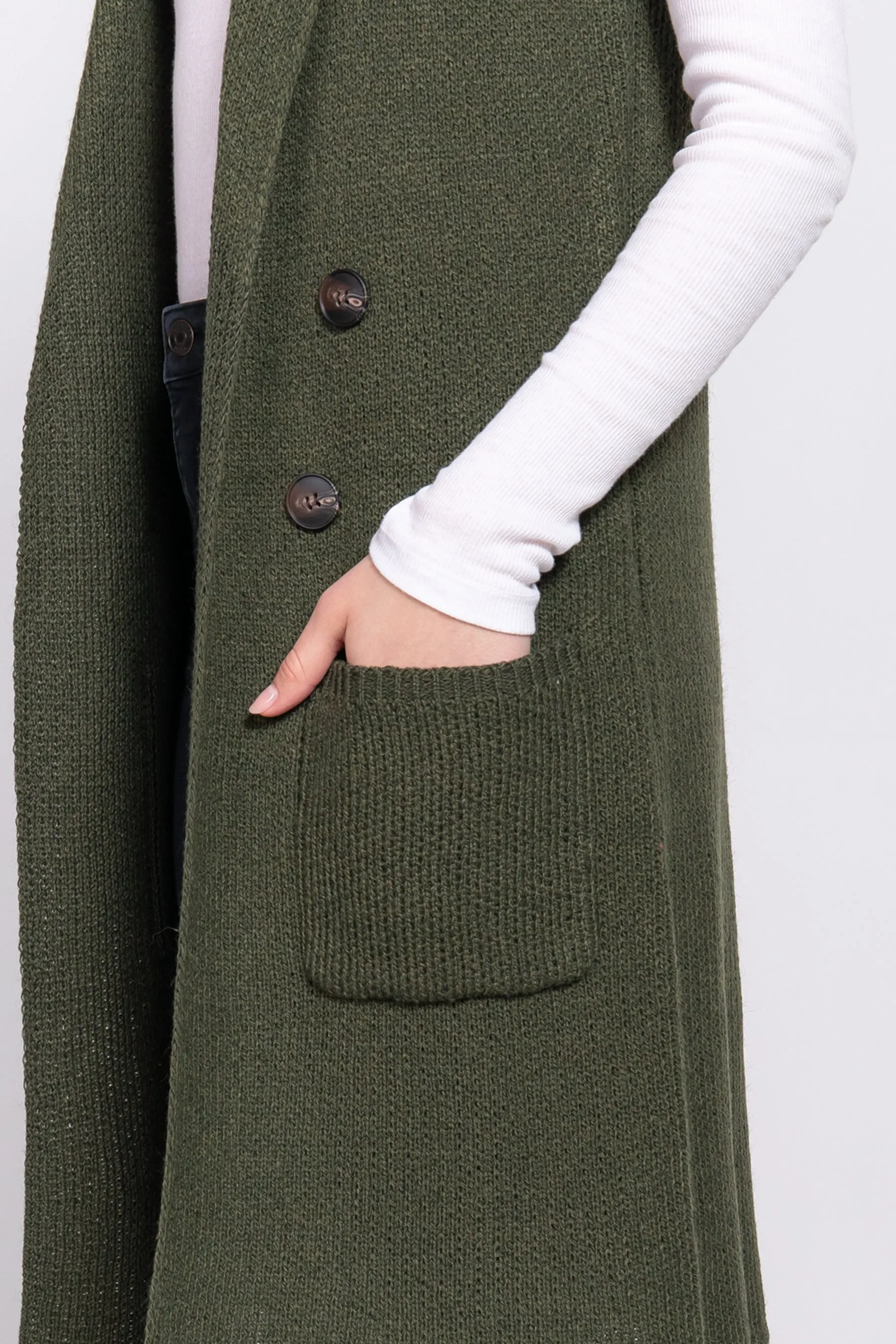 Women's Sleeveless Long Sweater Vest Open Front Knit Cardigan