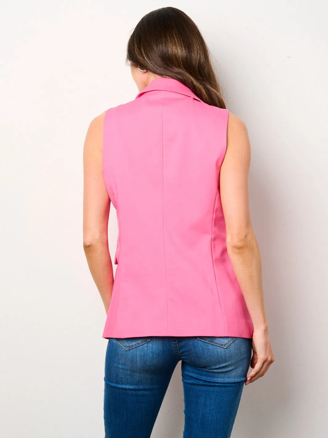 WOMEN'S SLEEVELESS OPEN FRONT BUTTONS DETAILED VEST