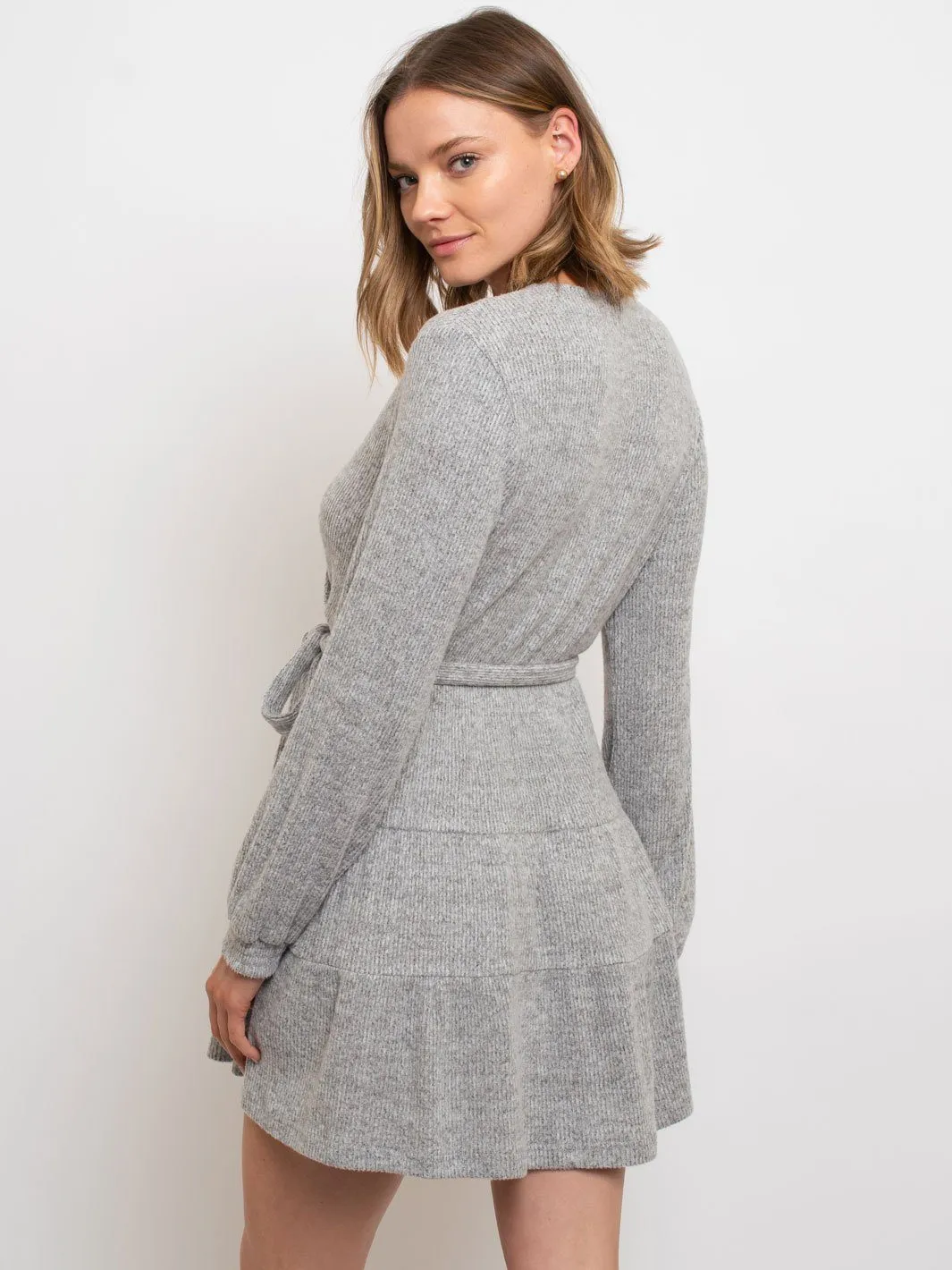 WOMEN'S SURPLICE WRAP MINI DRESS