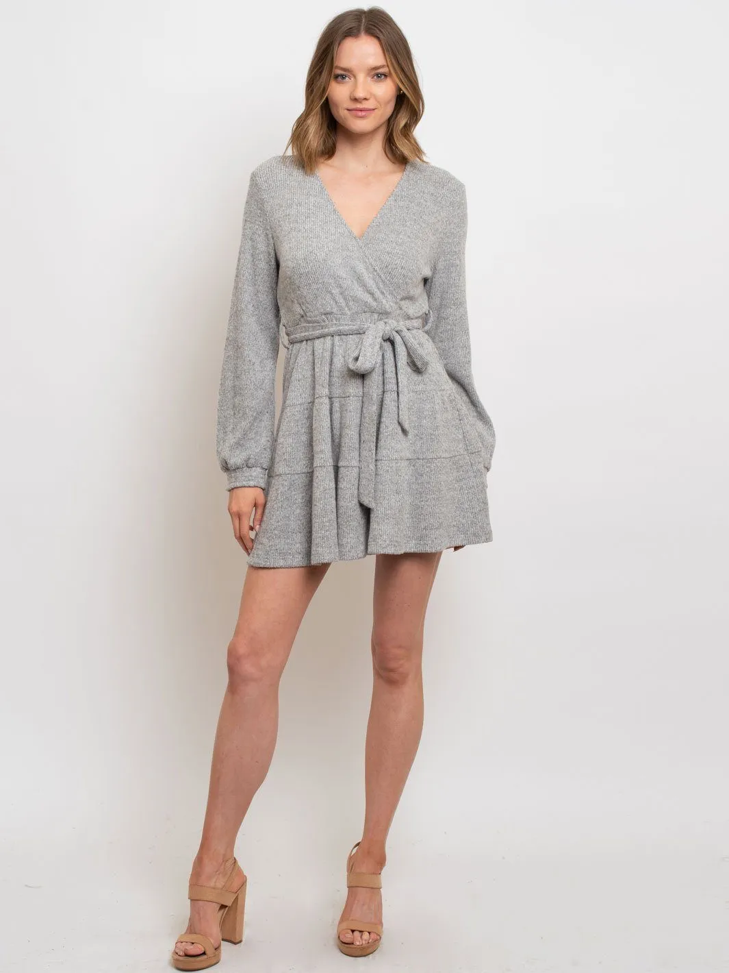 WOMEN'S SURPLICE WRAP MINI DRESS