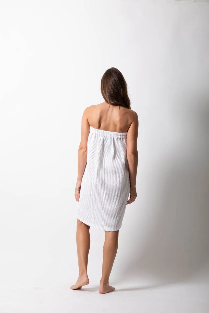 Women's Waffle Body Wrap, Lightweight Cotton Turkish & Comfortable, (White)