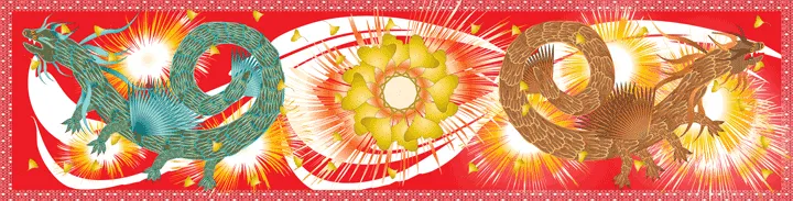 Wood Dragon Scarf oblong, 100%silk, celebrating 2024 Chinese Lunar New Year