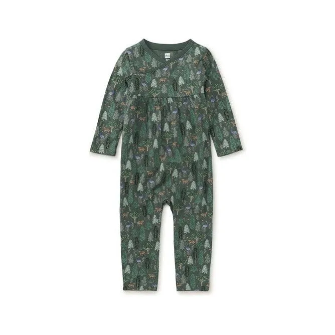 Wrap Neck Baby Romper - Turkish Forest
