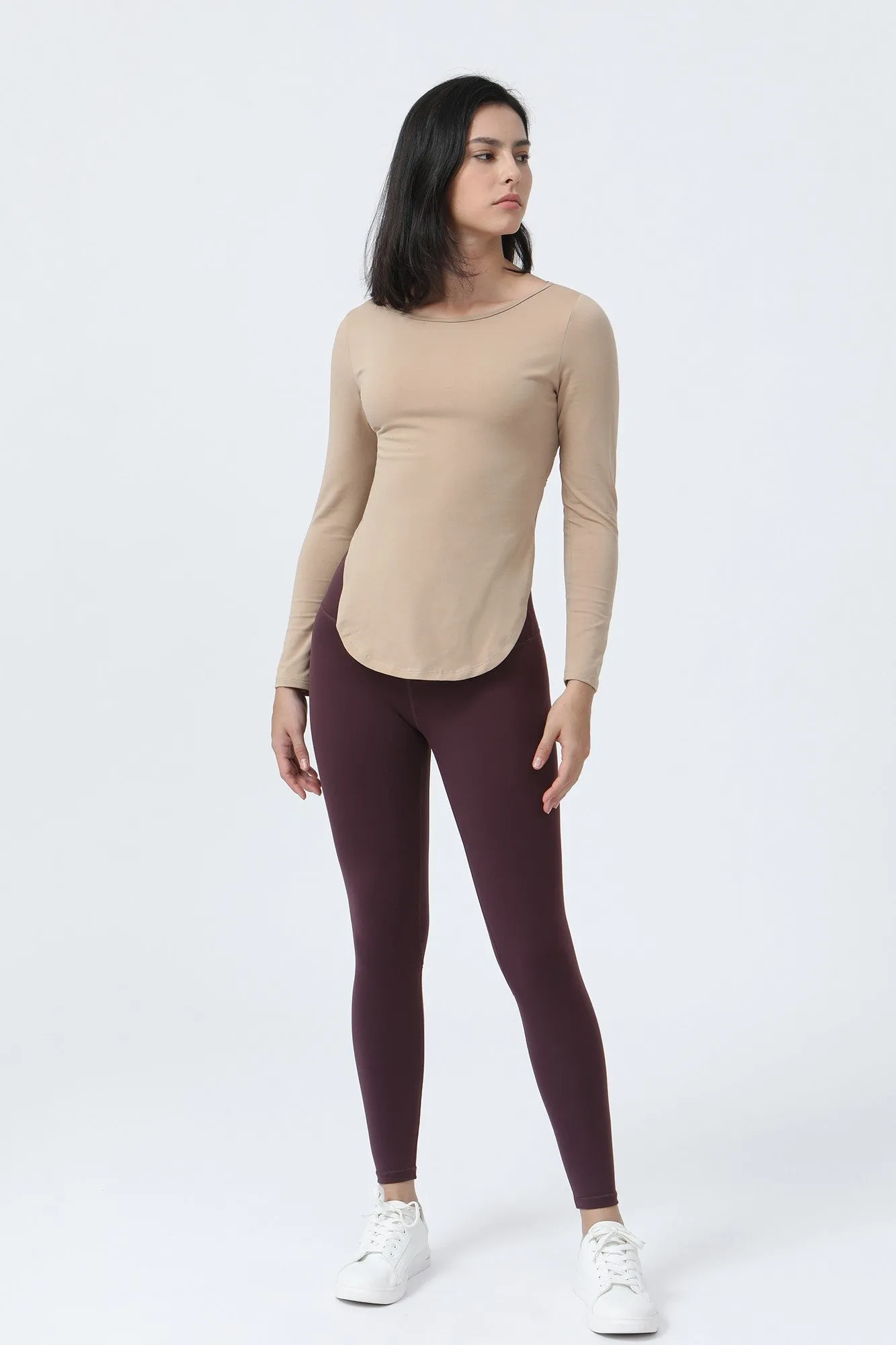 Wrap Over Cutout Back Long Sleeve Shirt