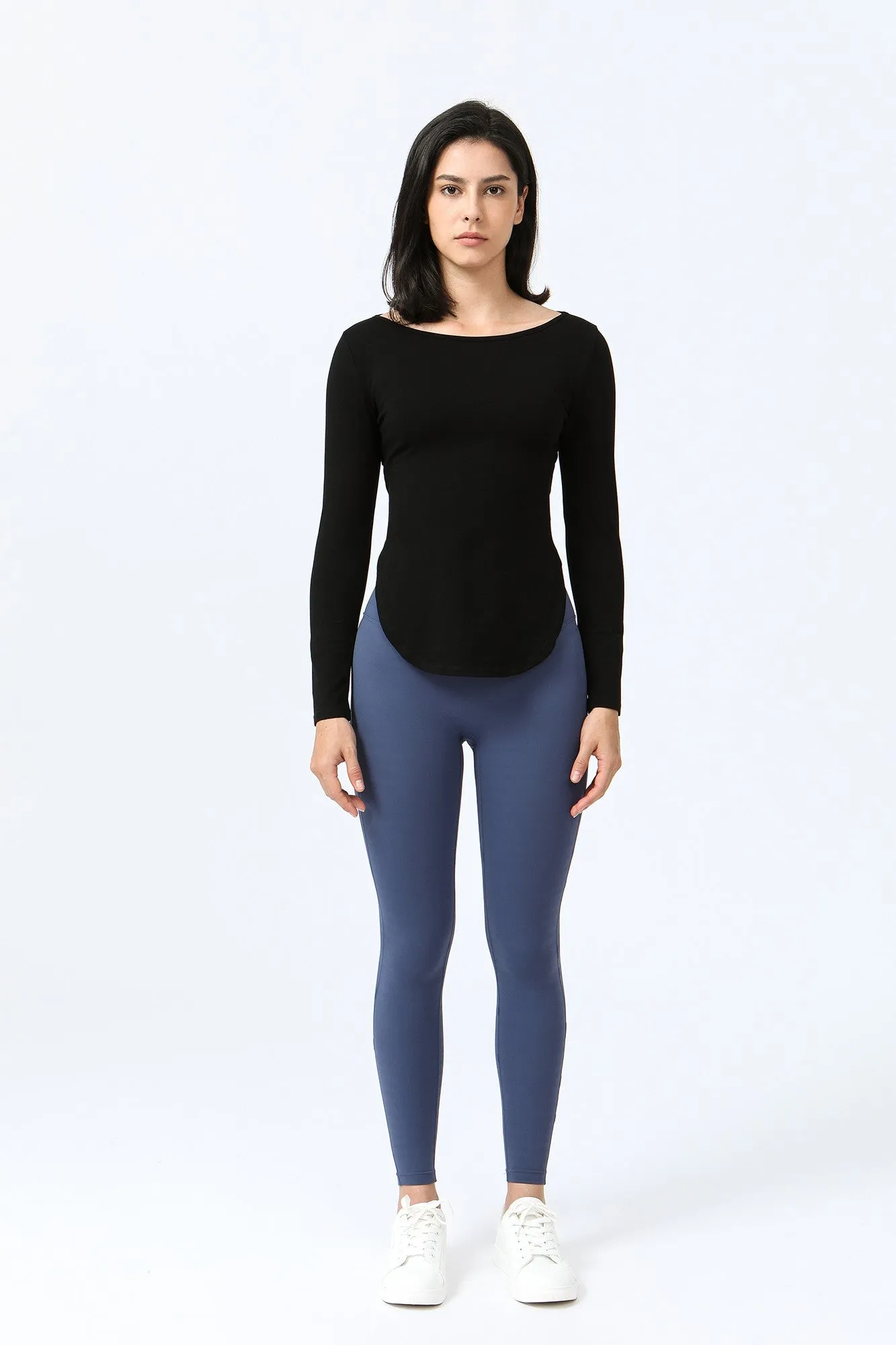 Wrap Over Cutout Back Long Sleeve Shirt