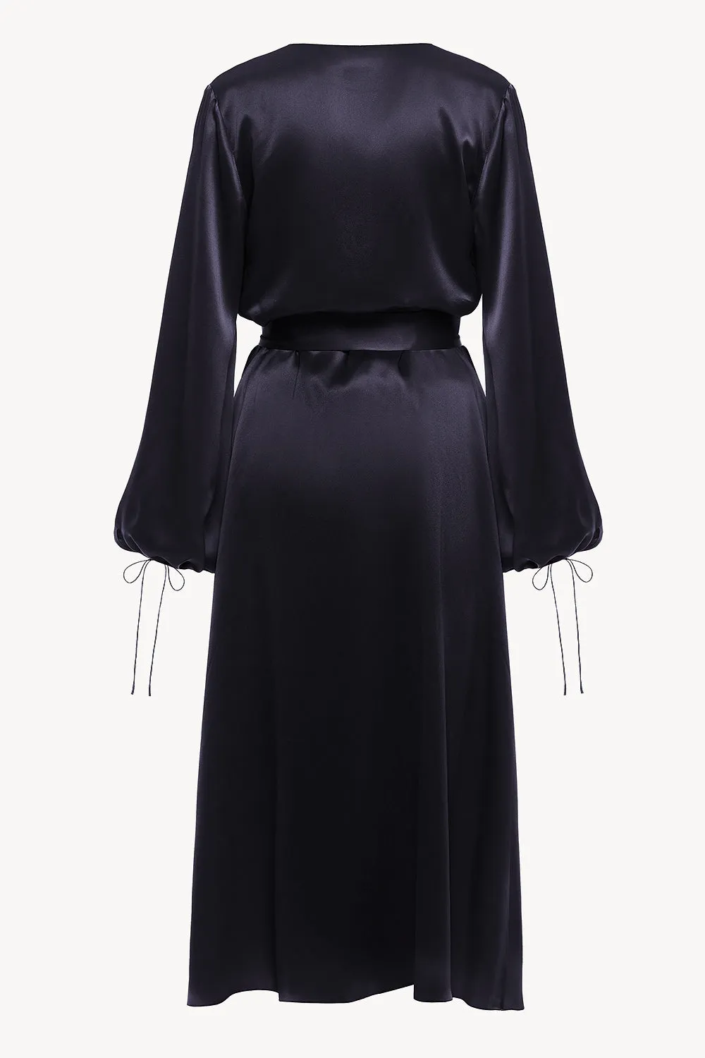 Wrap silk dress in navy