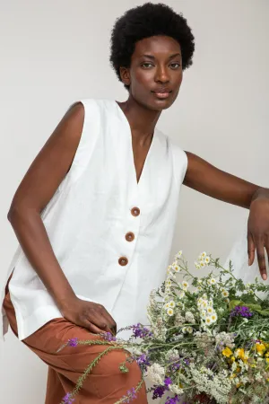 Wren-May Linen Vest in Snow White