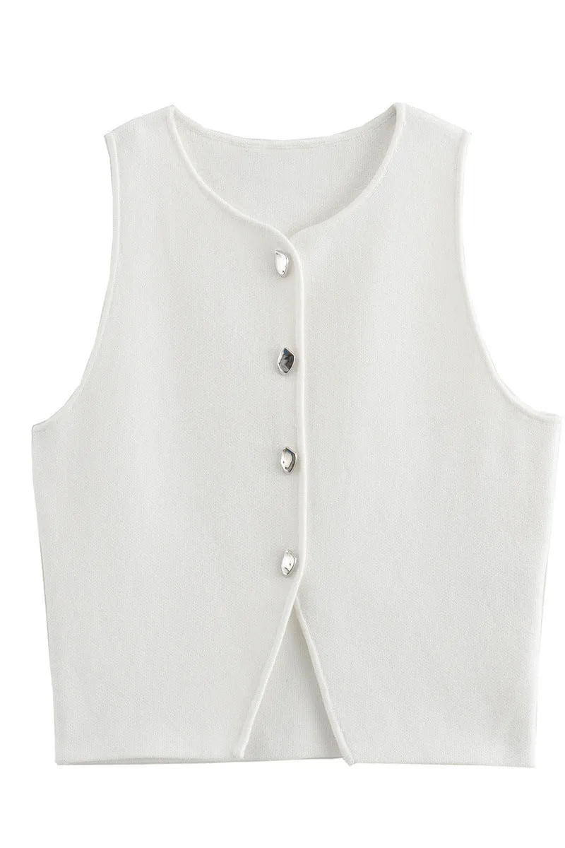 WS3391 Button-up Knitted Vest Outerwear