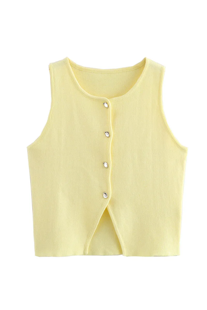 WS3391 Button-up Knitted Vest Outerwear