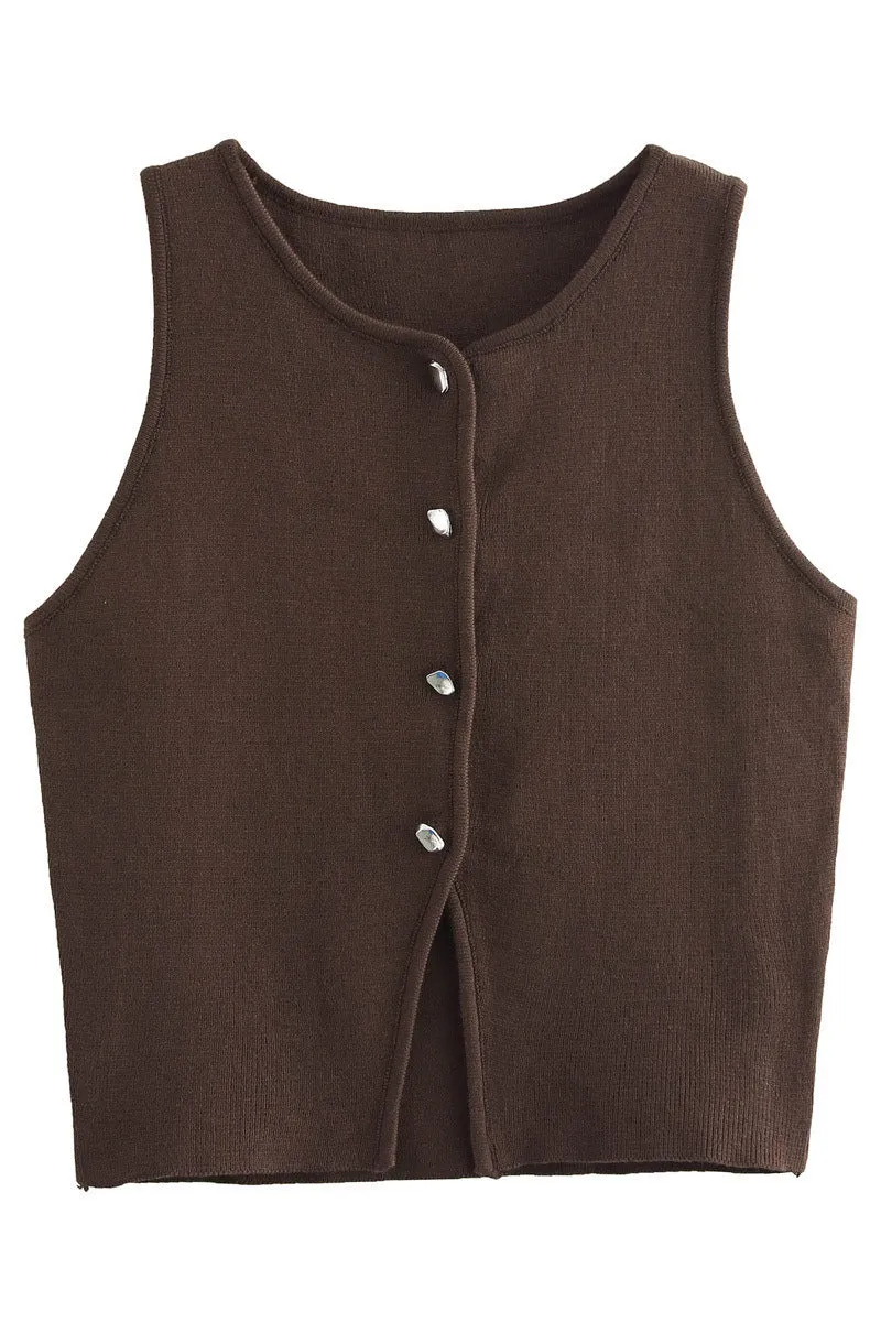 WS3391 Button-up Knitted Vest Outerwear