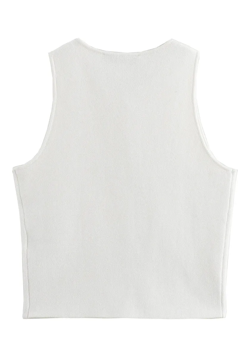 WS3391 Button-up Knitted Vest Outerwear