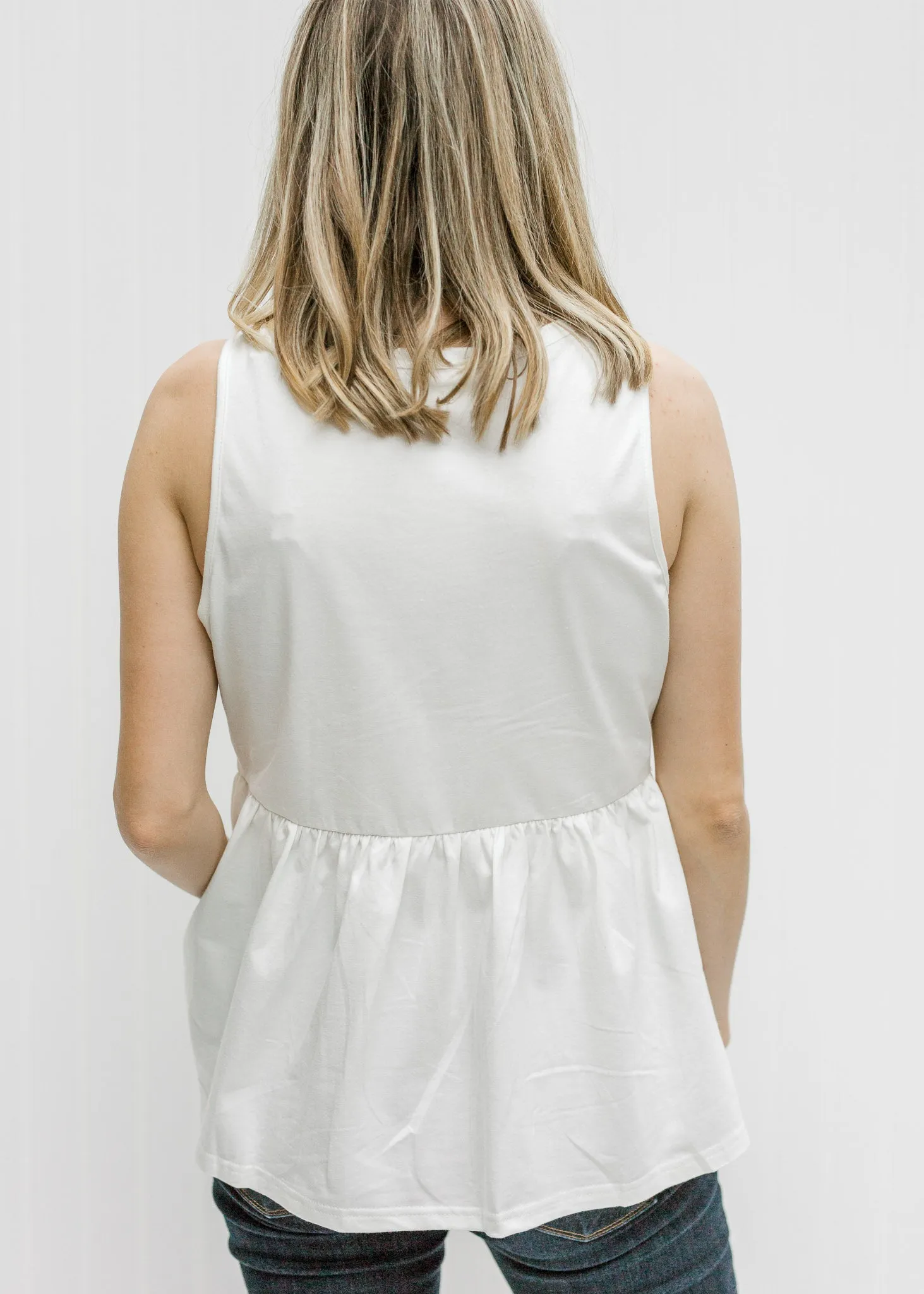 X Ivory Embroidered Stripes Top