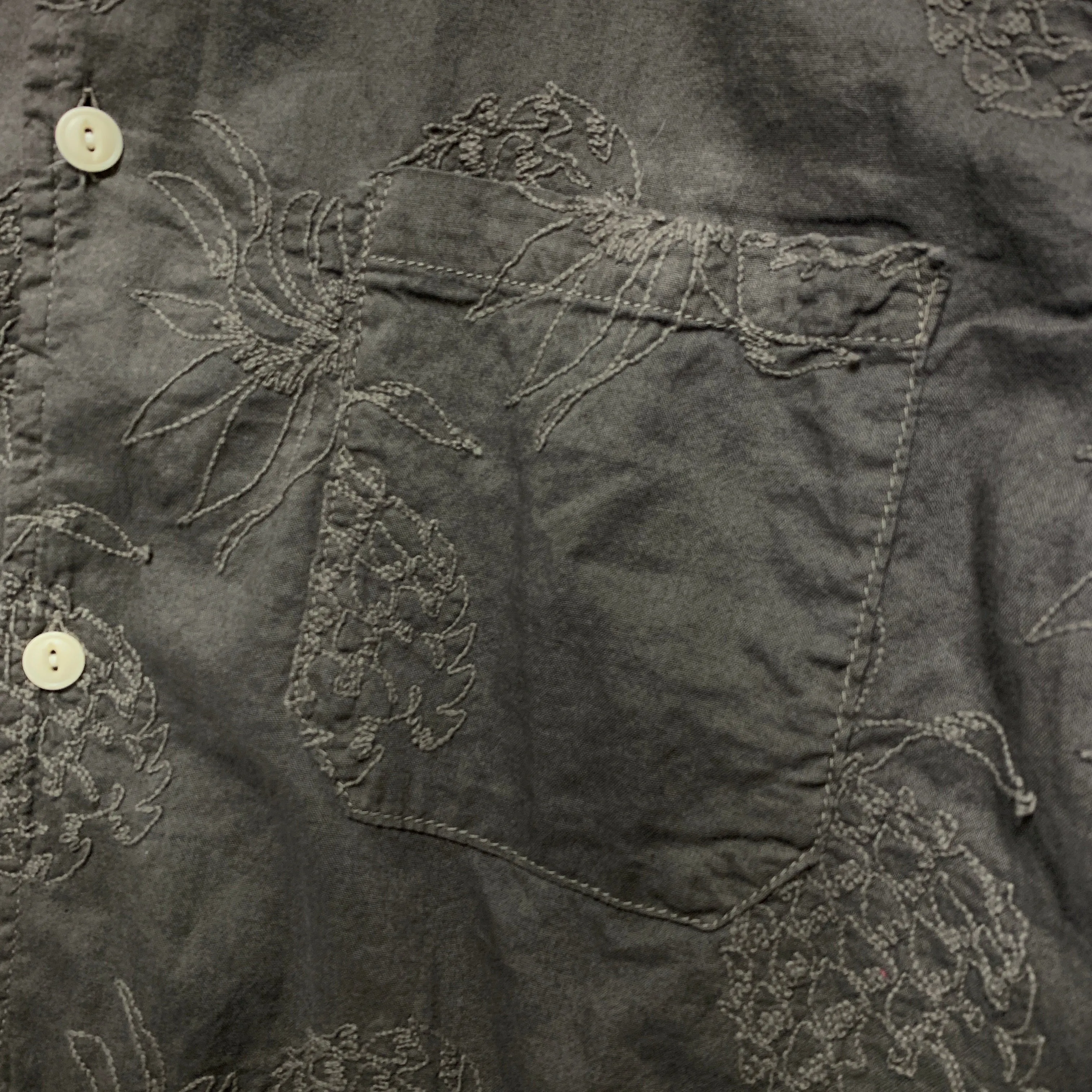[XL] Remi Relief Pineapple Embroidered B.D. Shirt Brown