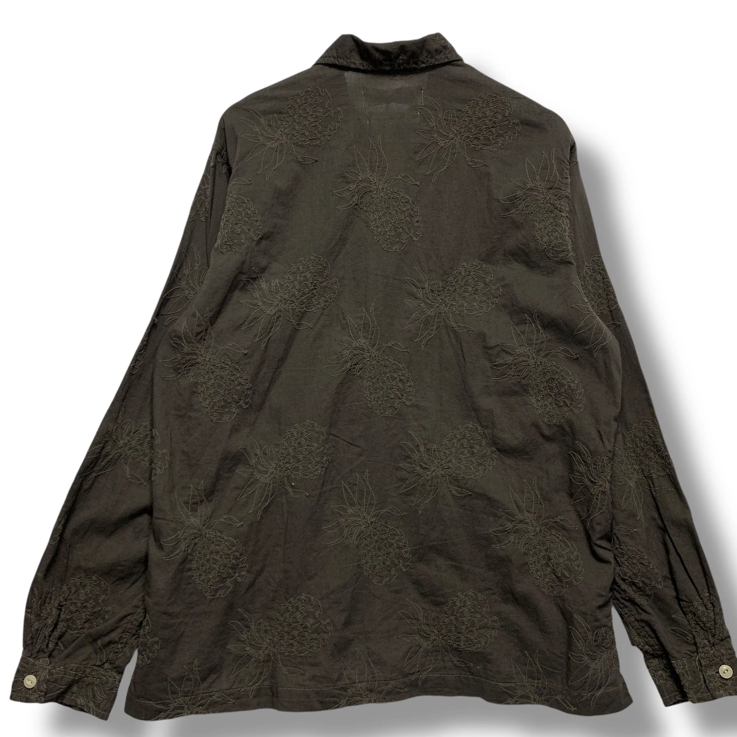 [XL] Remi Relief Pineapple Embroidered B.D. Shirt Brown