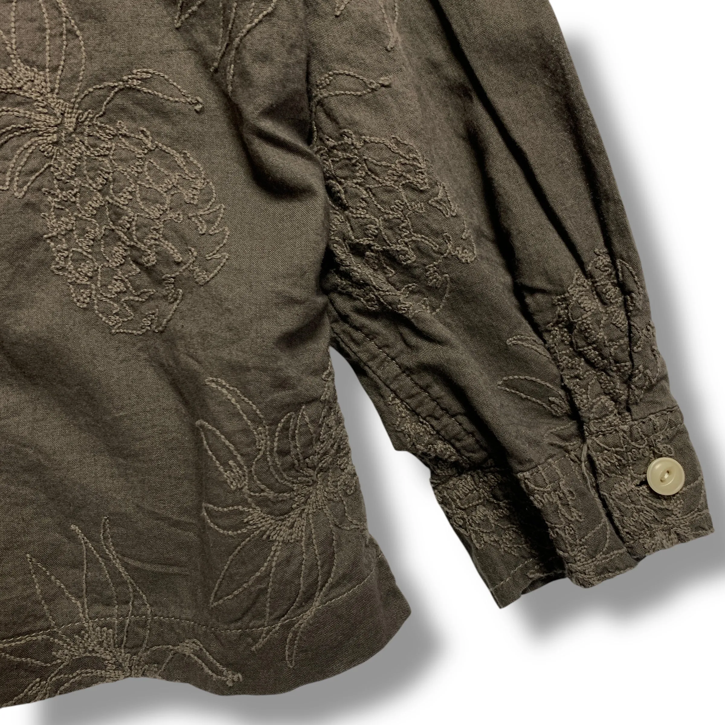 [XL] Remi Relief Pineapple Embroidered B.D. Shirt Brown