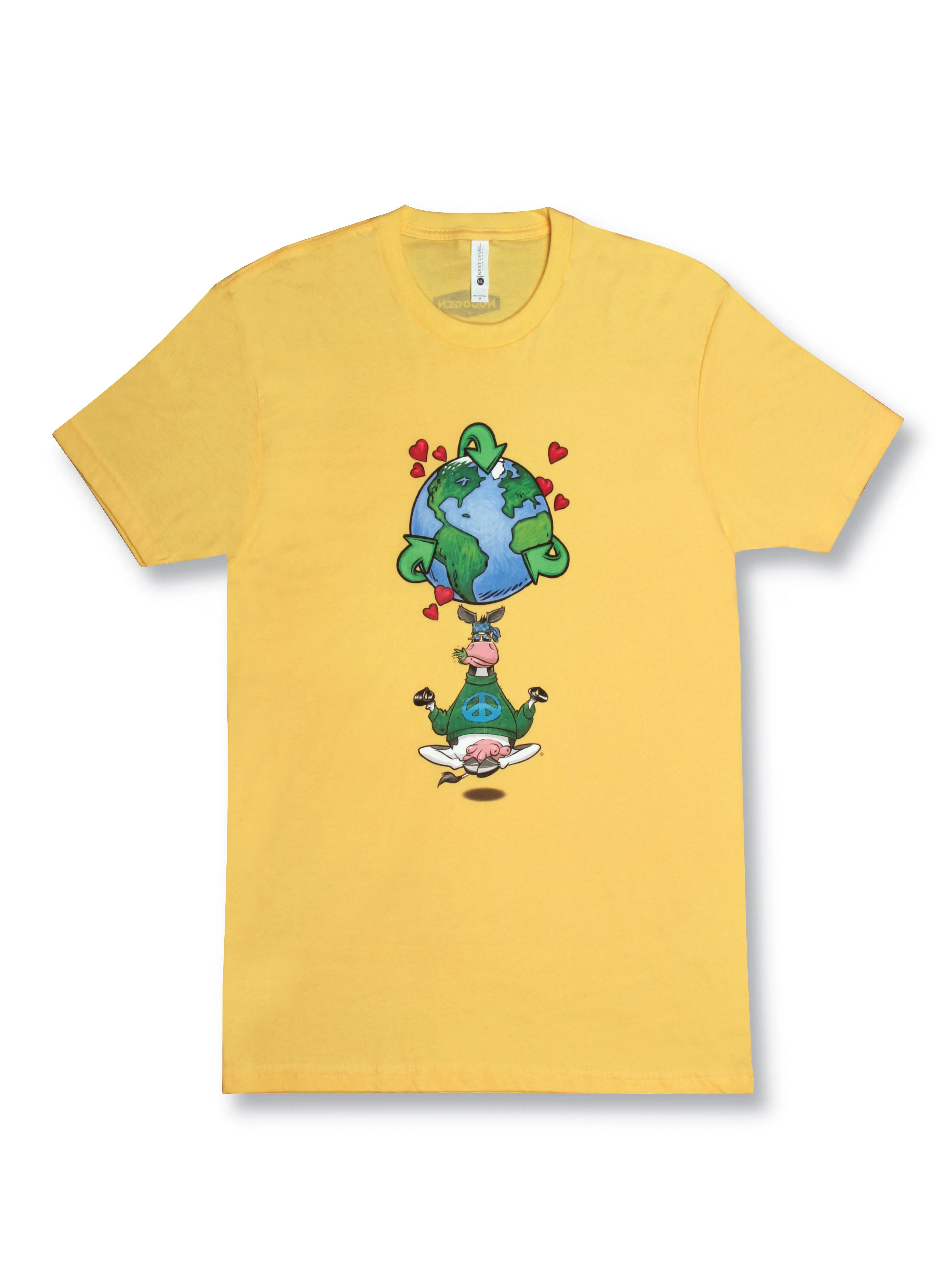 Yoga T-shirt | 100% Cotton | Namooste Yoga Cow Loves Recycling | Positive Message Shirt