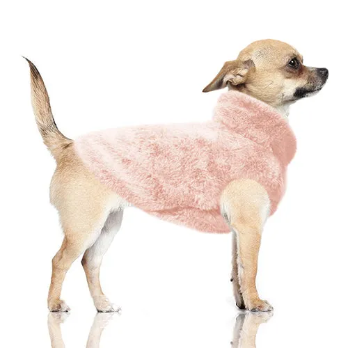 YOONA Faux Fur Dog Coat in Rose
